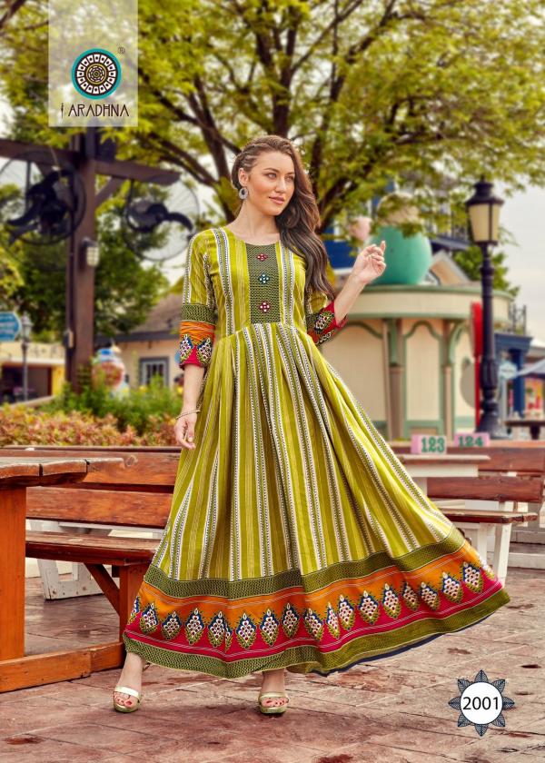 Aradhna Fashion Stripy 2 Heavy Cotton Anarkali Kurti Collection